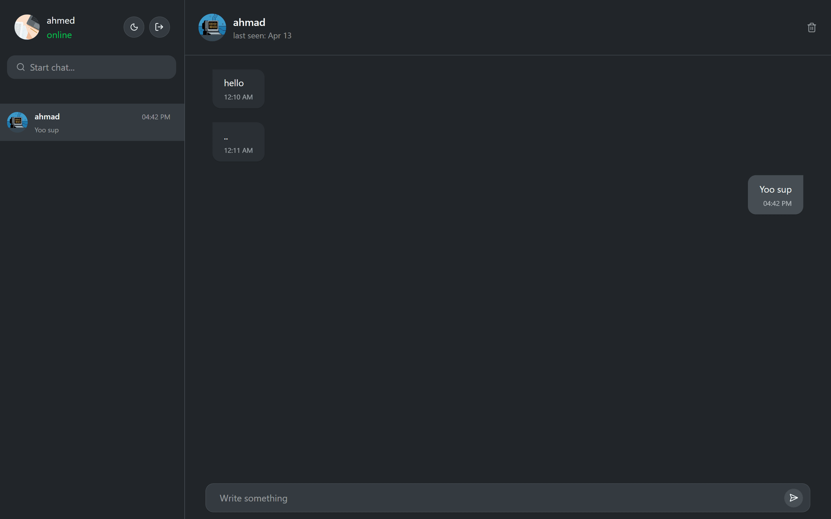 Realtime Chatapp conversation and user interface